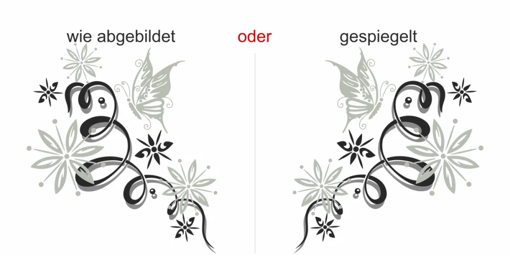 Möbeltattoo mit Schmetterlingsdekor - Ansicht Ausrichtung Möbeltattoo mit Schmetterlingsdekor - Ansicht Ausrichtung