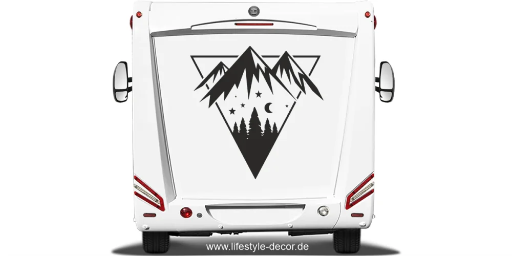 Camperaufkleber Sterne Mond und Berge