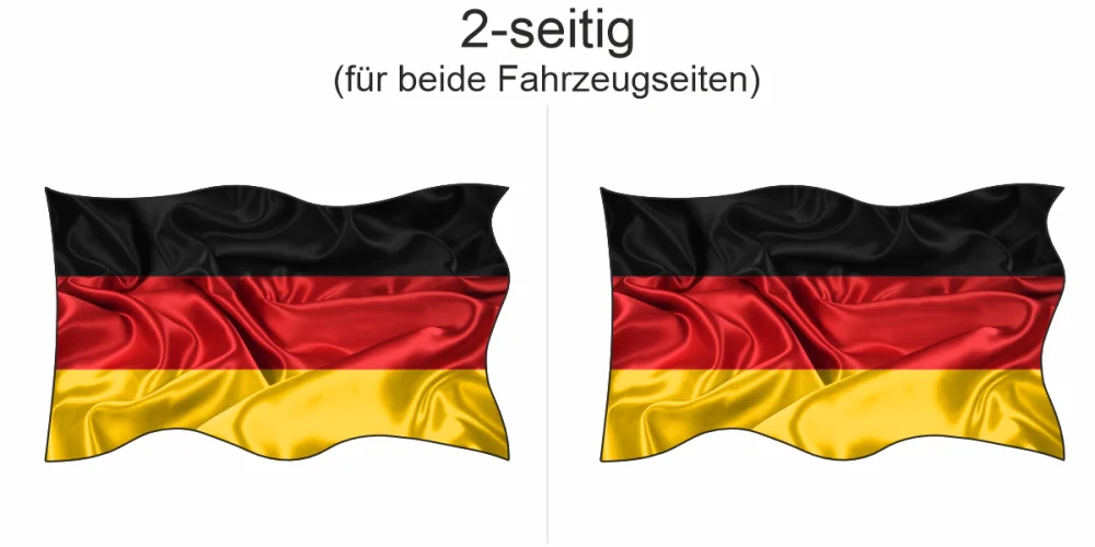 Autoaufkleber Deutschland Fahne - Ansicht zweiseitig für beide Fahrzeugseiten