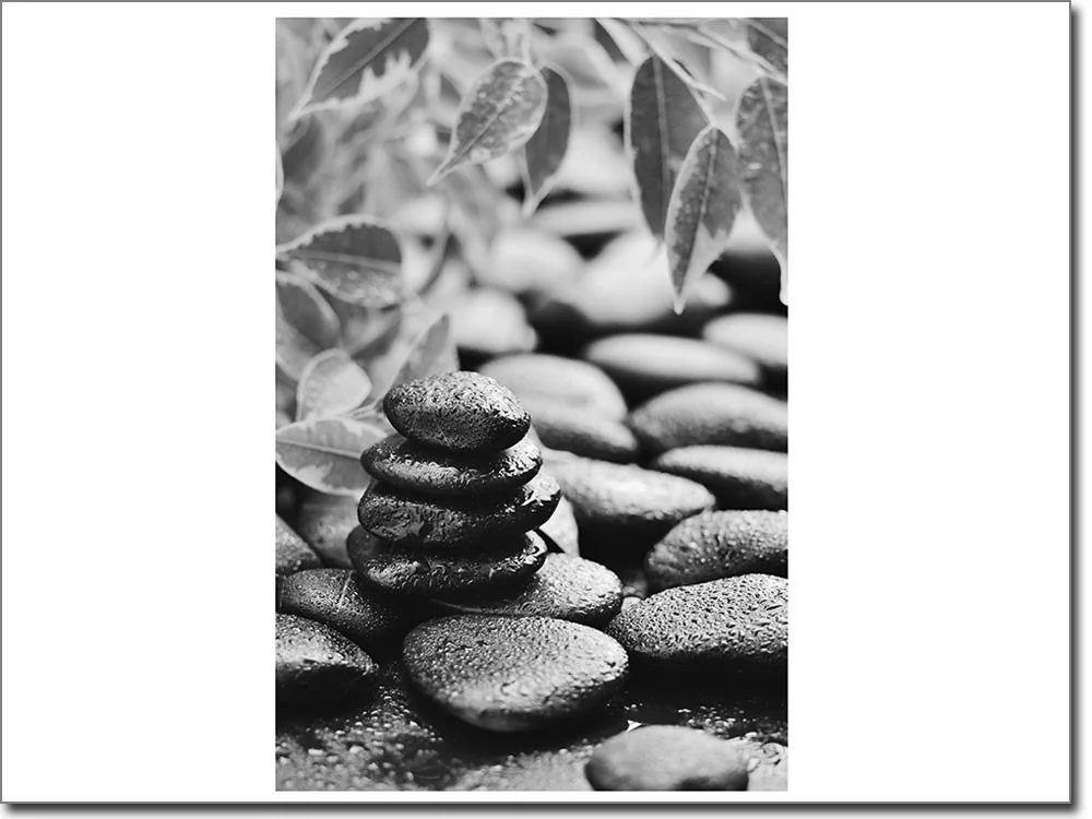 Digitaldruck mit Steinen schwarz-weiß