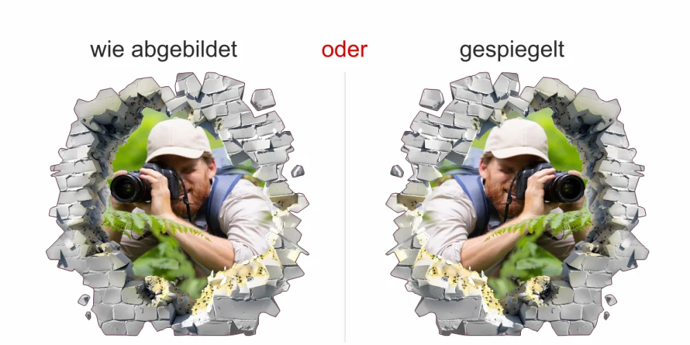 Eigenes Foto als Autofolie Loch in der Wand - Ansicht Ausrichtung Eigenes Foto als Autofolie Loch in der Wand - Ansicht Ausrichtung