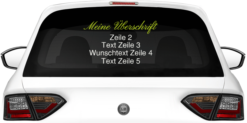 Fahrzeugbeschriftung Textblock | 03 auf Heckscheibe