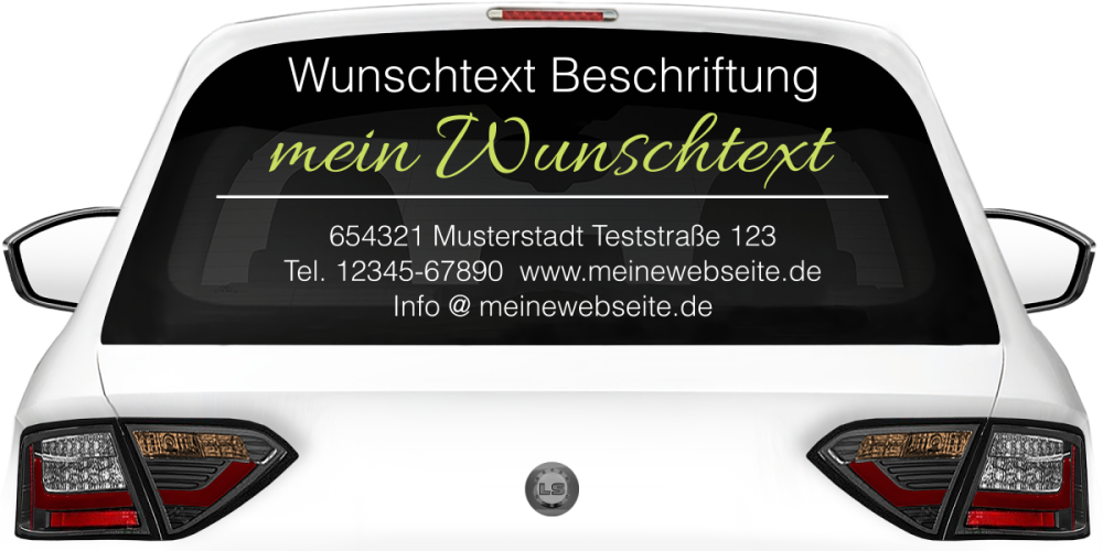 Fahrzeugbeschriftung Textblock | 04a auf Heckscheibe