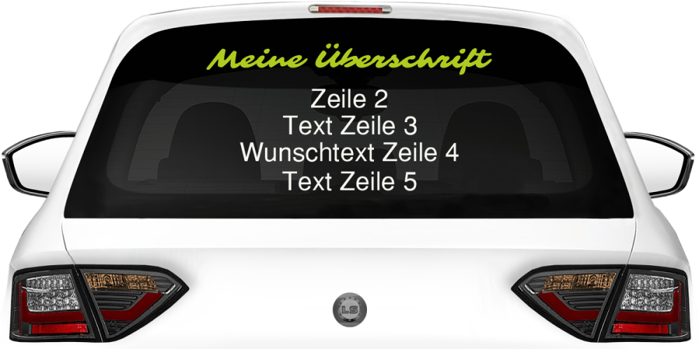 Fahrzeugbeschriftung Textblock | 08 auf Heckscheibe