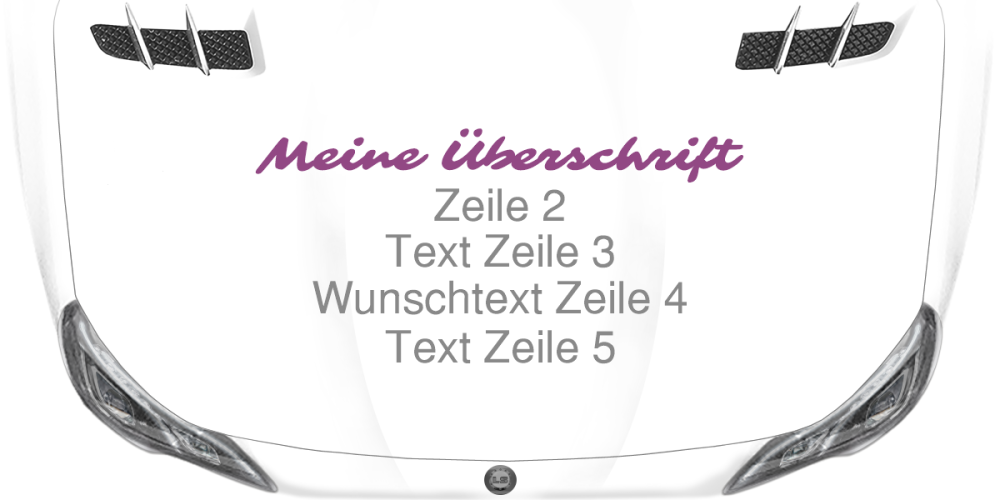 Fahrzeugbeschriftung Textblock | 08 auf Motorhaube