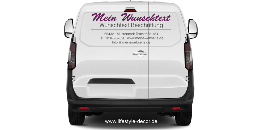 Fahrzeugbeschriftung Textblock | 09a auf Heck von Transporter