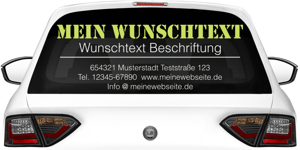 Fahrzeugbeschriftung Textblock | 15a auf Heckscheibe