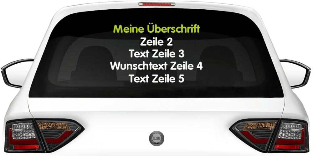 Fahrzeugbeschriftung Textblock | 17 auf Heckscheibe