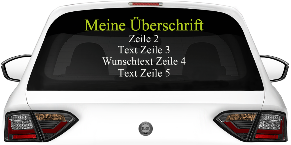 Fahrzeugbeschriftung Textblock | 20 auf Heckscheibe