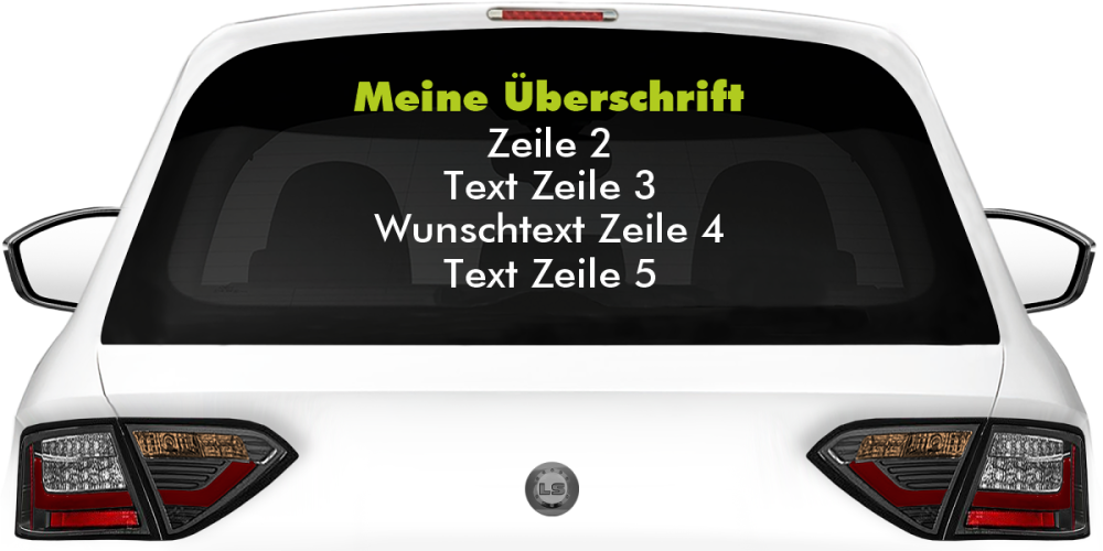 Fahrzeugbeschriftung Textblock | 24 auf Heckscheibe