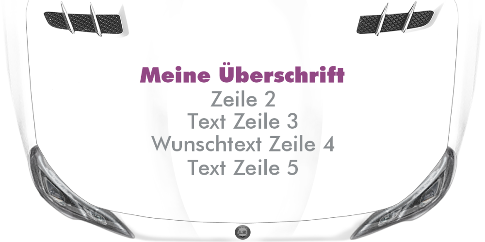 Fahrzeugbeschriftung Textblock | 24 auf Motorhaube
