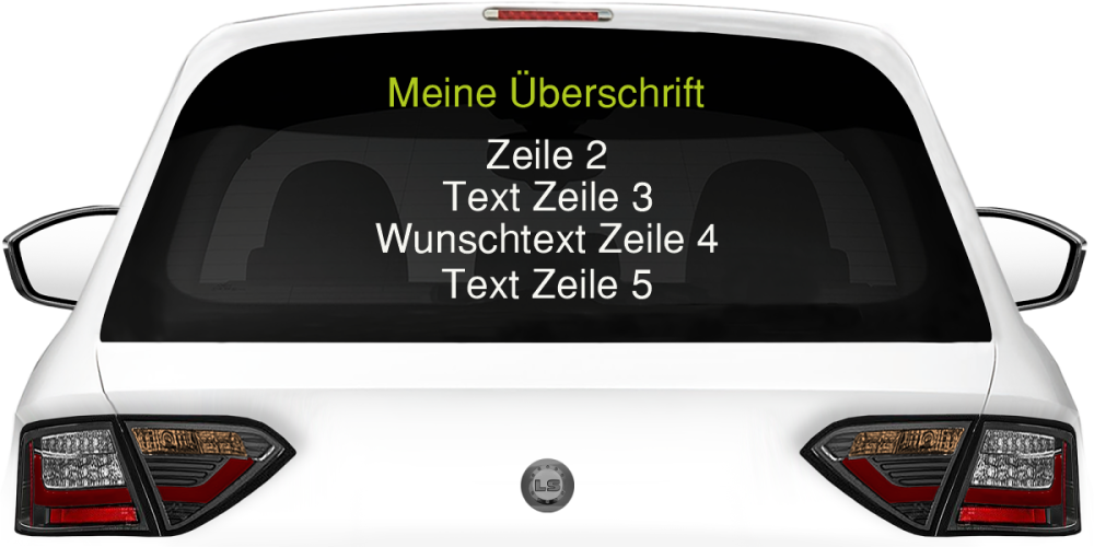 Fahrzeugbeschriftung Textblock | 26 auf Heckscheibe
