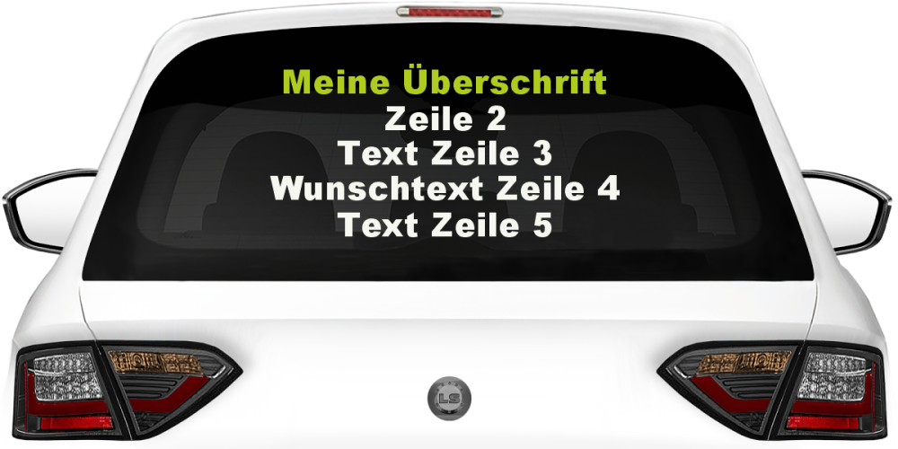 Fahrzeugbeschriftung Textblock | 27 auf Heckscheibe