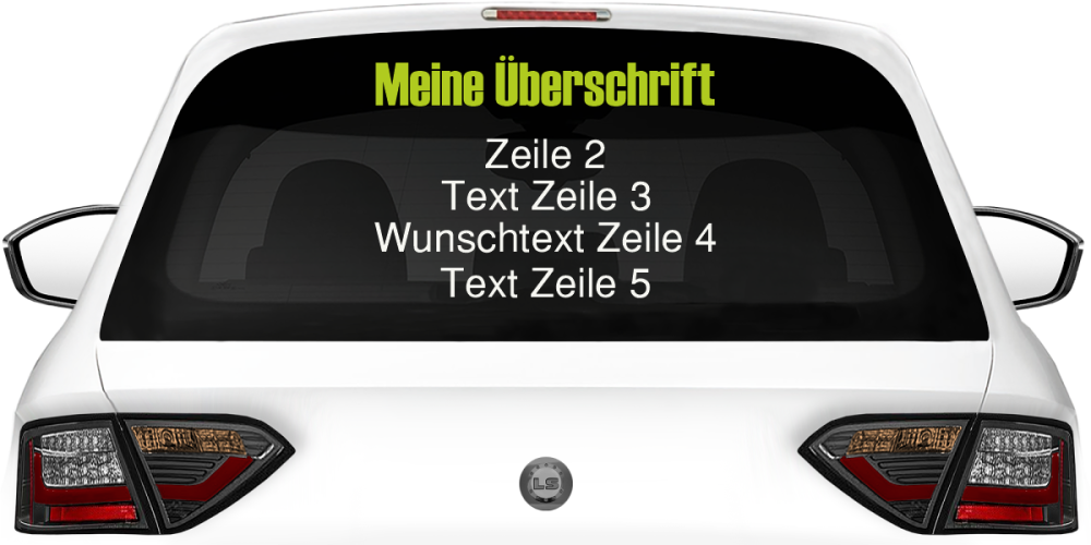 Fahrzeugbeschriftung Textblock | 28 auf Heckscheibe