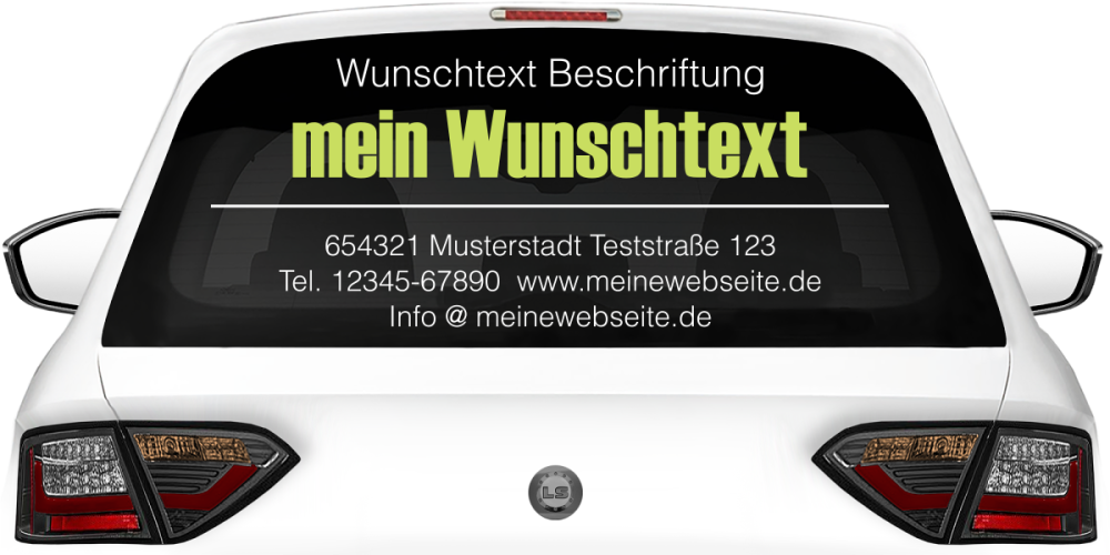 Fahrzeugbeschriftung Textblock | 28a auf Heckscheibe