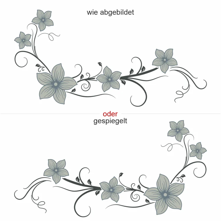 untes Wandtattoo mit Blumenwind Ornament - Ansicht Ausrichtung untes Wandtattoo mit Blumenwind Ornament - Ansicht Ausrichtung