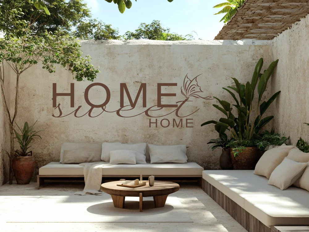 Außenwandtattoo mit Text Home Sweet Home