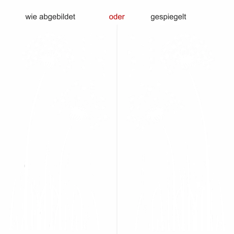Fensteraufkleber Pusteblume - Ansicht Ausrichtung und Farbauswahl Fensteraufkleber Pusteblume - Ansicht Ausrichtung und Farbauswahl