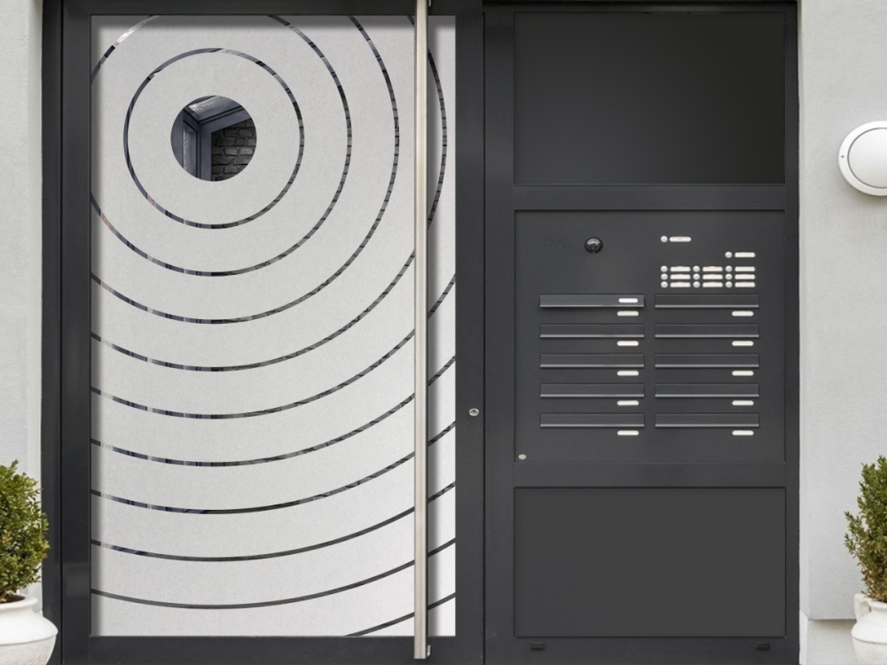 Fensterbanner Kreismotiv auf Haustür