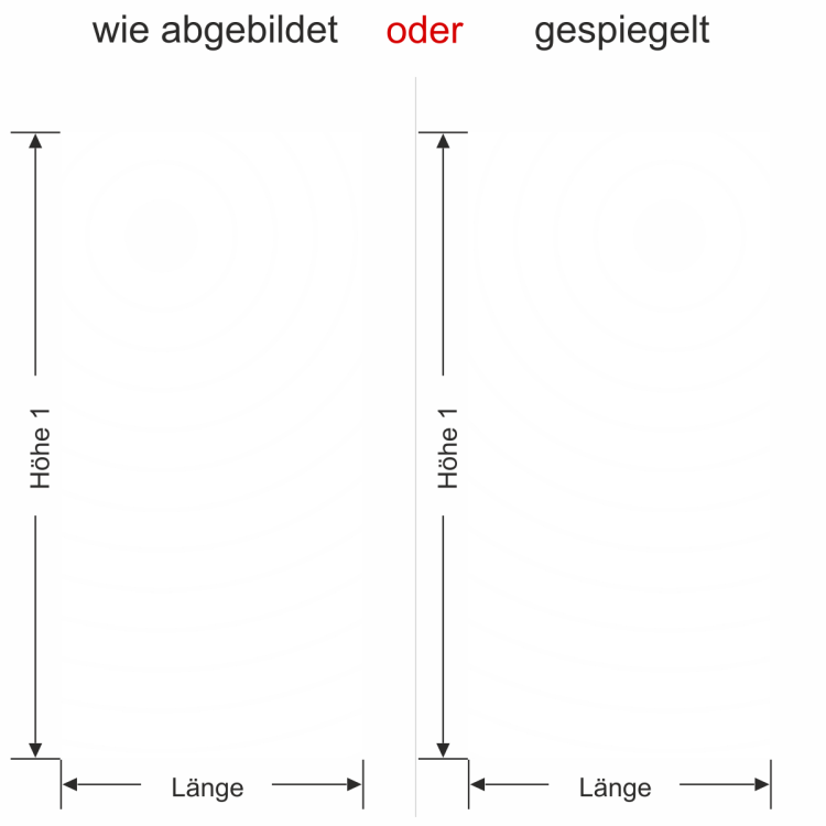 Fensterbanner Kreismotiv - Ansicht Ausrichtung und Farbauswahl