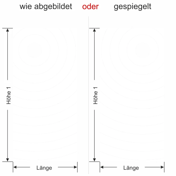 Fensterbanner Kreismotiv - Ansicht Ausrichtung und Farbauswahl