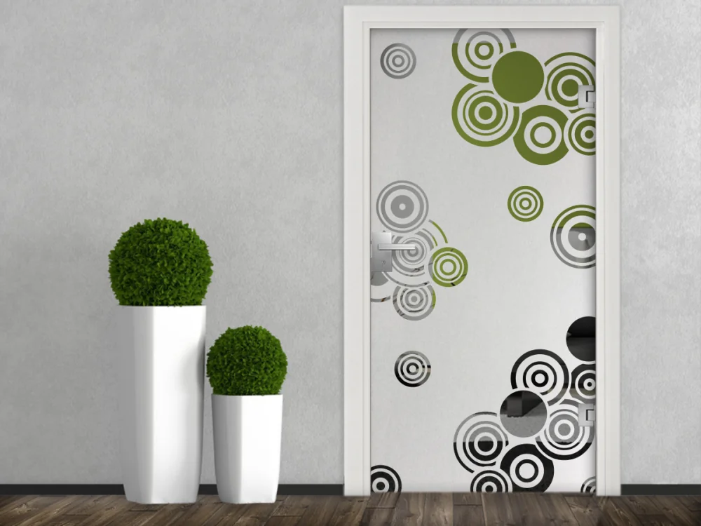 Glasbanner Retrokreise auf Glastür