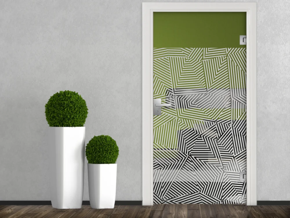 Fensterfolie Linienmosaik auf Glastür