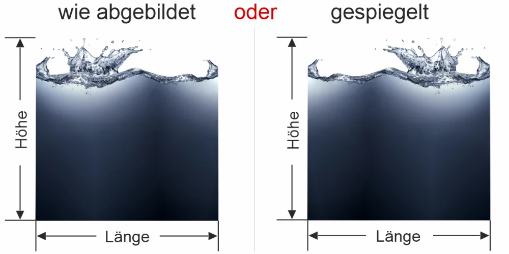 Milchglas Fensterfolie mit Splash - Ansicht Ausrichtung
