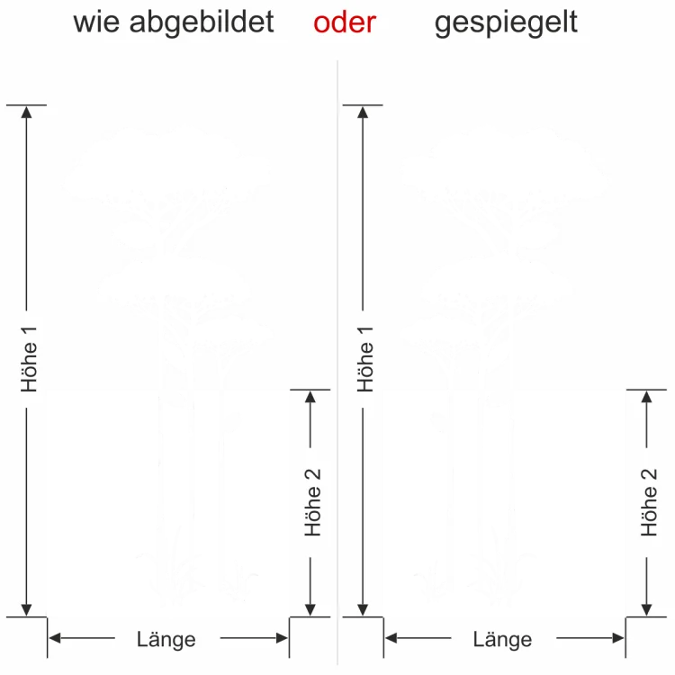 Fensterfolie Savannenbaum - Ansicht Farbauswahl und Ausrichtung Vorschlag 1