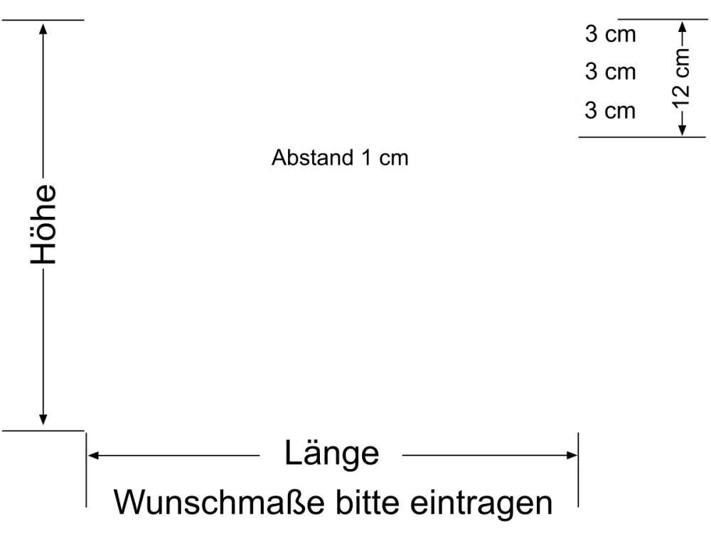 Fensterfolie Streifen 12/1 - Ansicht Farbauswahl und Anleitung zur Größenberechnung