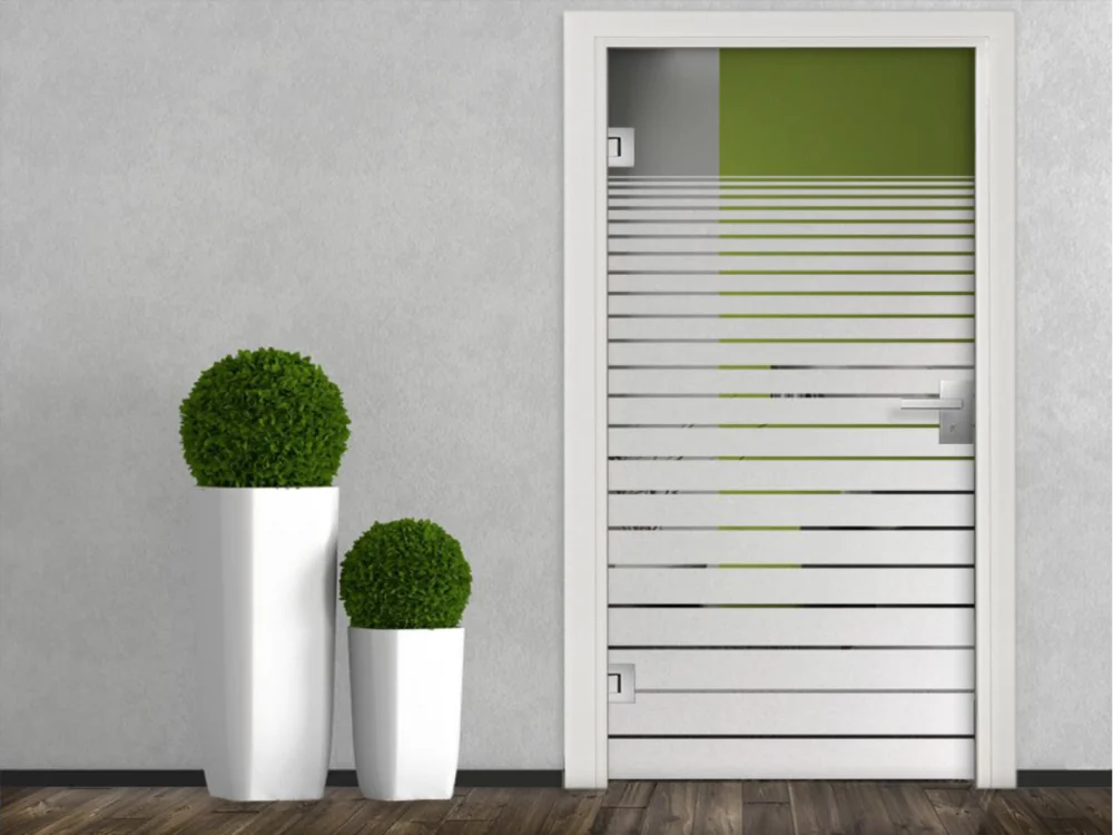 Fensterfolie Streifen Verlauf auf Glastür