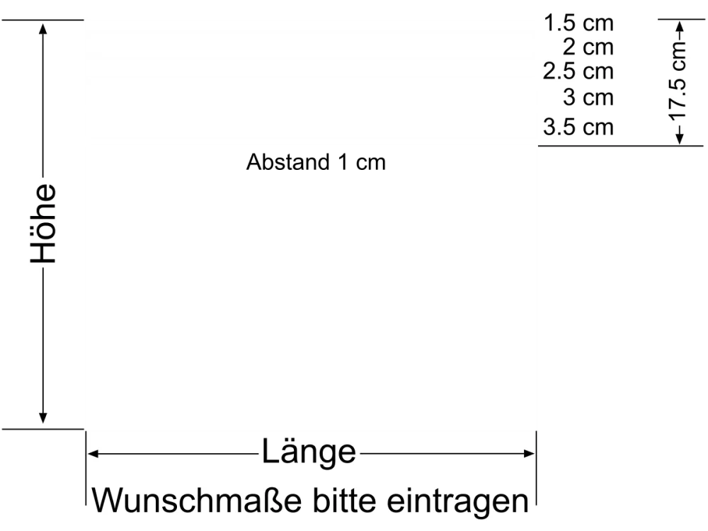 Fensterfolie Streifen Verlauf 17,5/1 - Ansicht Farbauswahl und Anleitung zur Größenberechnung