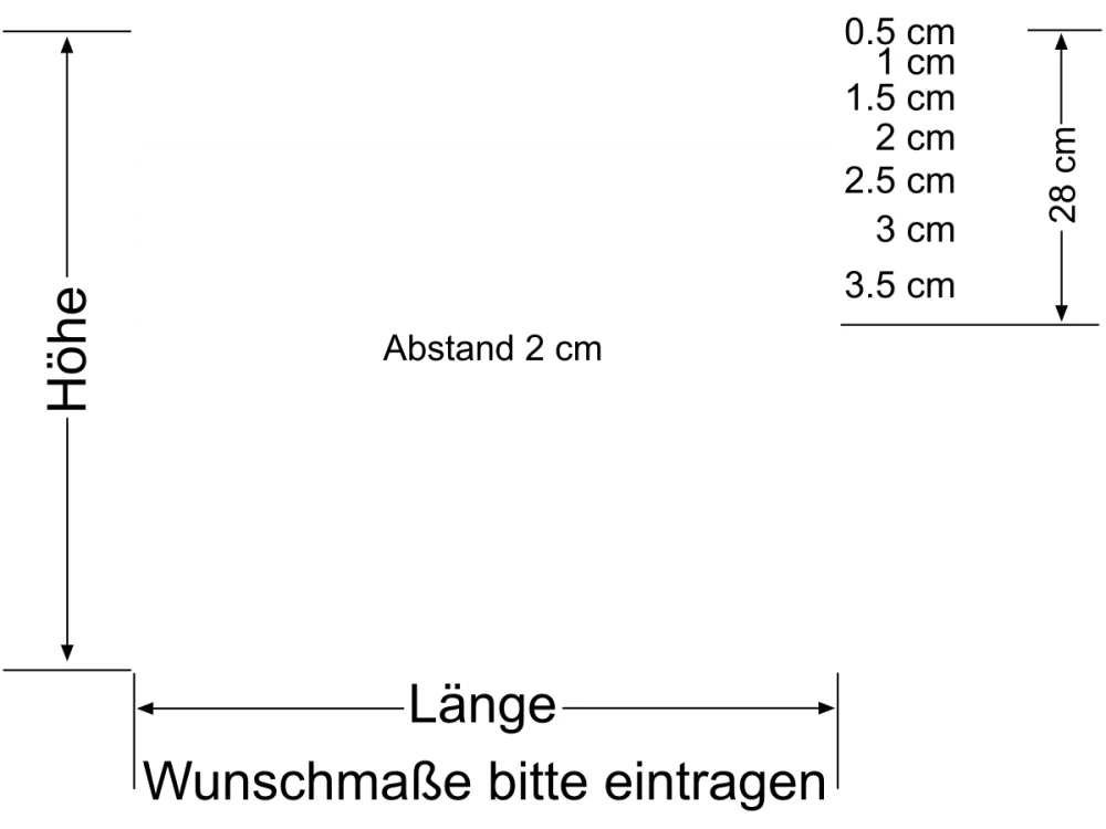 Fensterfolie Streifen Verlauf 28/2 - Ansicht Farbauswahl und Anleitung zur Größenberechnung