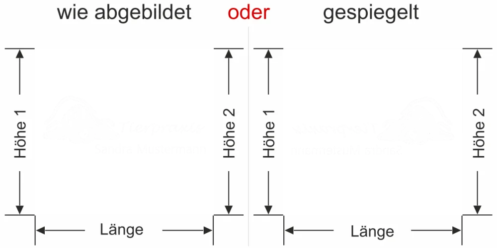 Sichtschutzfolie für Tierarztpraxis - Ansicht Ausrichtung mit Farbauswahl Vorschlag 2