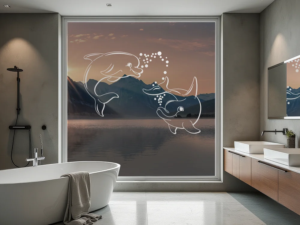Fenstertattoo mit Delphinen