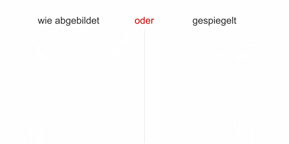 Glasaufkleber Pusteblume mit Vögel - Ansicht Ausrichtung und Farbauswahl Glasaufkleber Pusteblume mit Vögel - Ansicht Ausrichtung und Farbauswahl