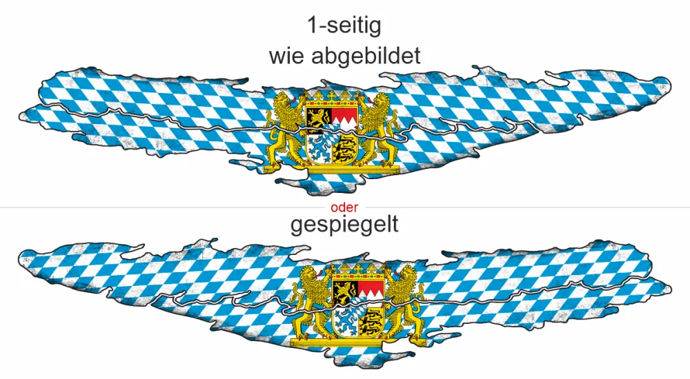 Flagge Bayern als Autoaufkleber - Ansicht Ausrichtungv