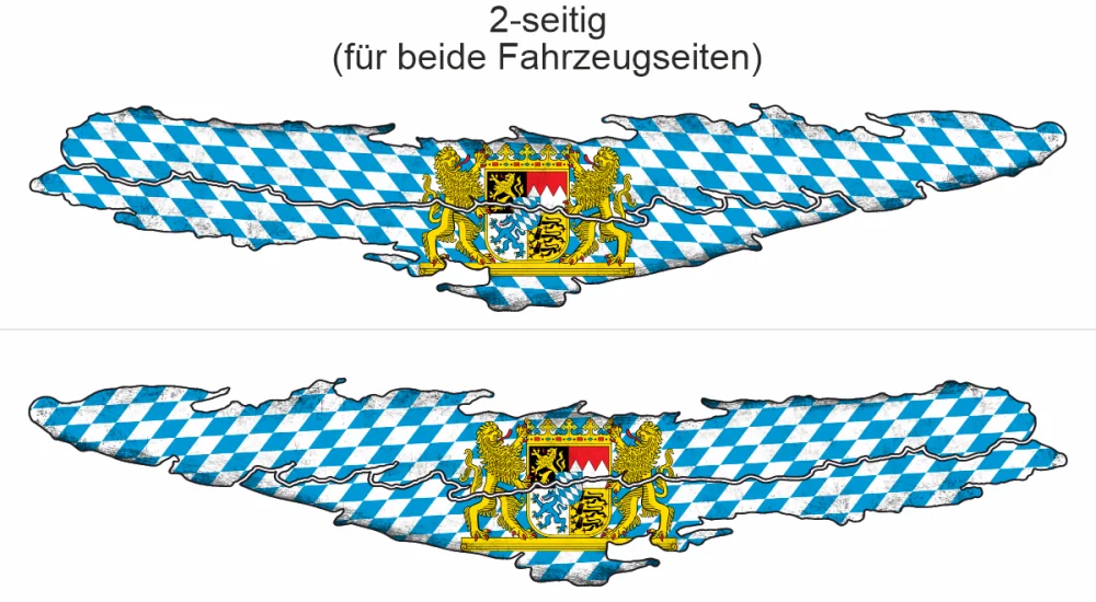 Flagge Bayern als AutoaufkleberFlagge Bayern als Autoaufkleber - Ansicht zweiseitig für beide Fahrzeugseiten