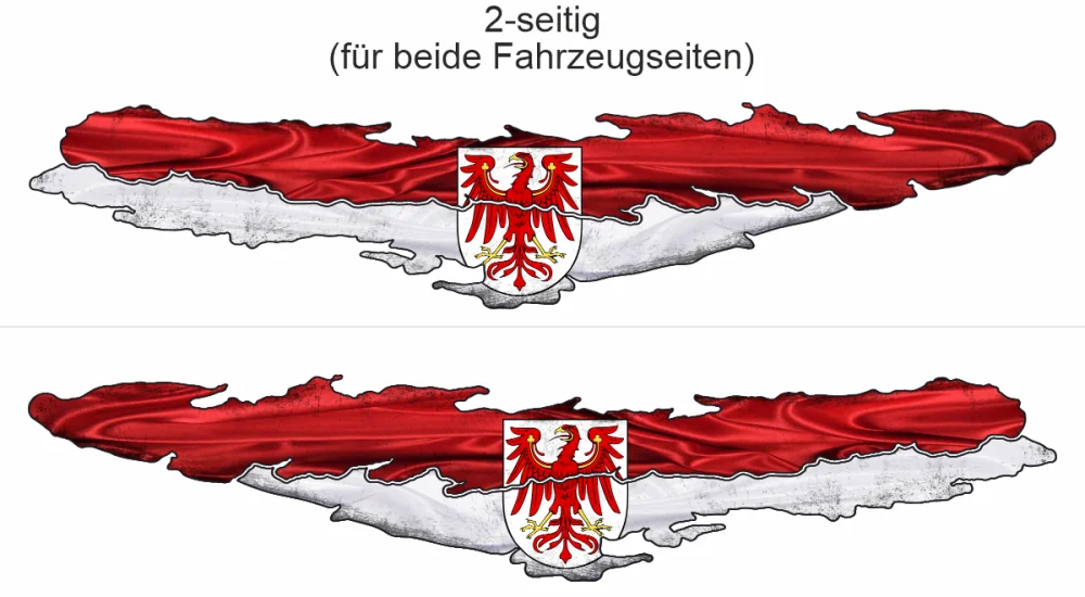 Autoaufkleber Flagge von Brandenburg - Ansicht zweiseitig für beide Fahrzeugseiten