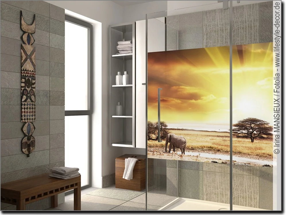 Fotodruck für Glas als Sichtschutz im Badezimmer