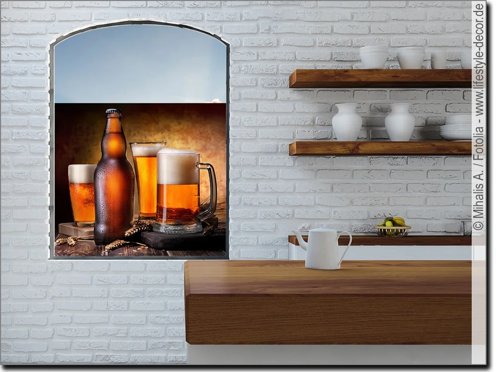 Fotofolie mit Bierglas als Sichtschutz für Kneipe, Gaststätte oder Wirtshaus