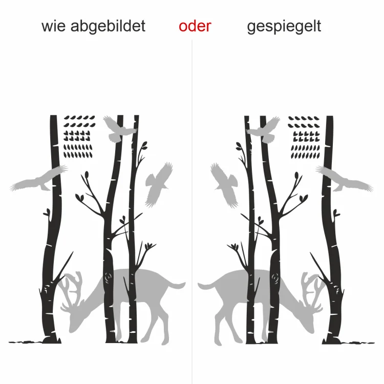 XXL Wald mit Tieren als Garderobensticker für die Wand - Ansicht Ausrichtung XXL Wald mit Tieren als Garderobensticker für die Wand - Ansicht Ausrichtung