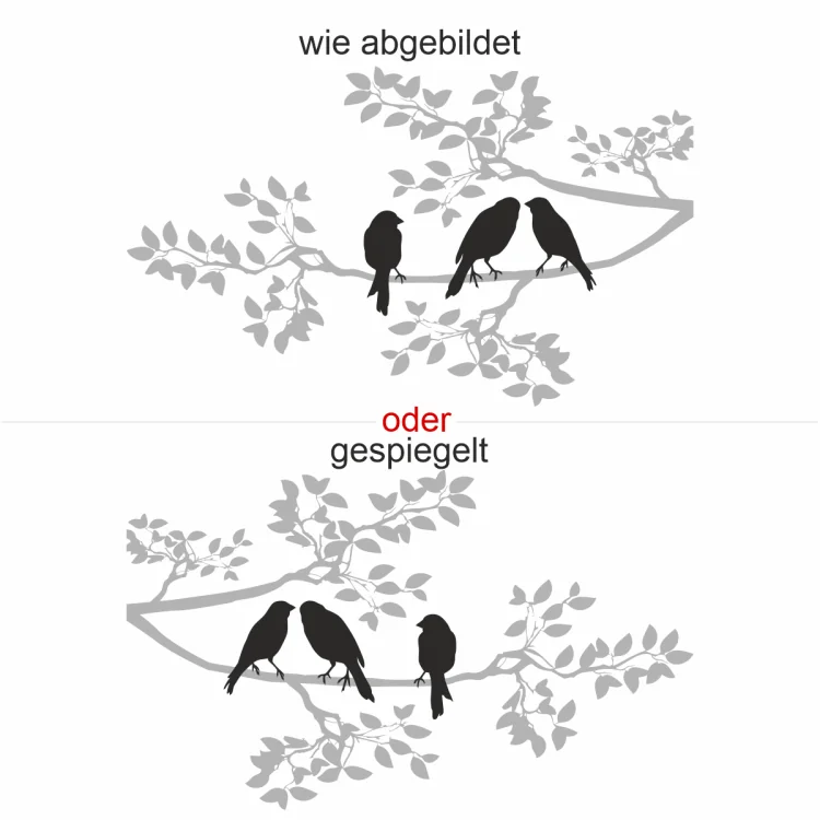 Ast mit Vögeln als dekorative Wandgarderobe - Ansicht Ausrichtung Ast mit Vögeln als dekorative Wandgarderobe - Ansicht Ausrichtung