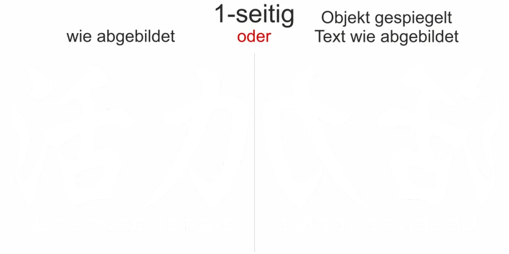 Glas Aufkleber Chinesisches Zeichen Lebensenergie - Ansicht Ausrichtung mit Farbauswahl