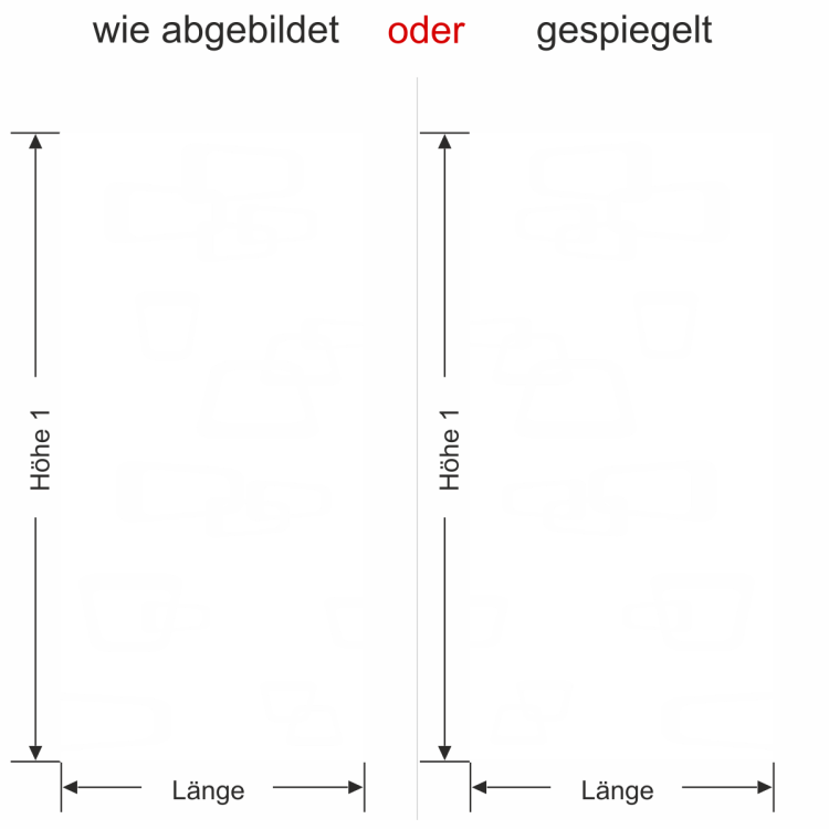 Glasbanner Retrodekor - Ansicht Ausrichtung und Farbauswahl