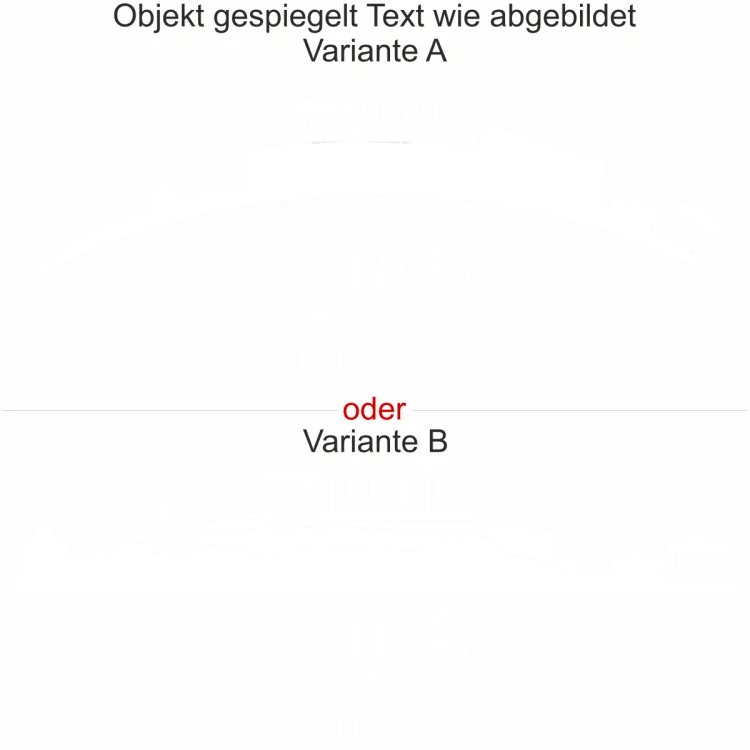 Glastattoo Athen - Ansicht Ausrichtung mit Farbauswahl und Variante Glastattoo Athen - Ansicht Ausrichtung mit Farbauswahl und Variante