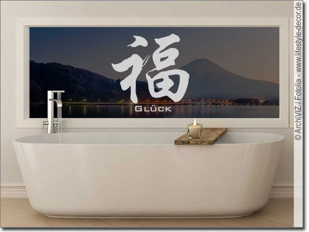 Glasdekor Chinesisches Zeichen Glück