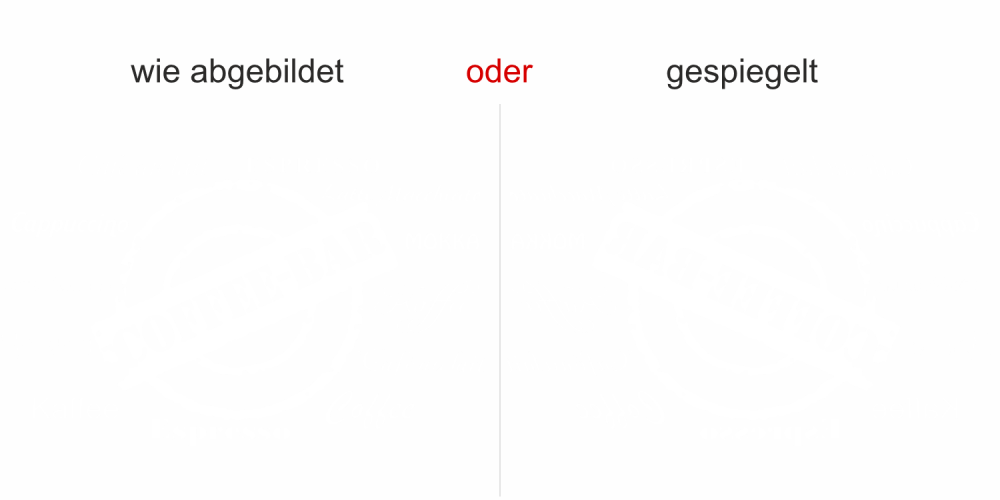 Glasdekor Coffee Bar - Ansicht Ausrichtung mit Farbauswahl