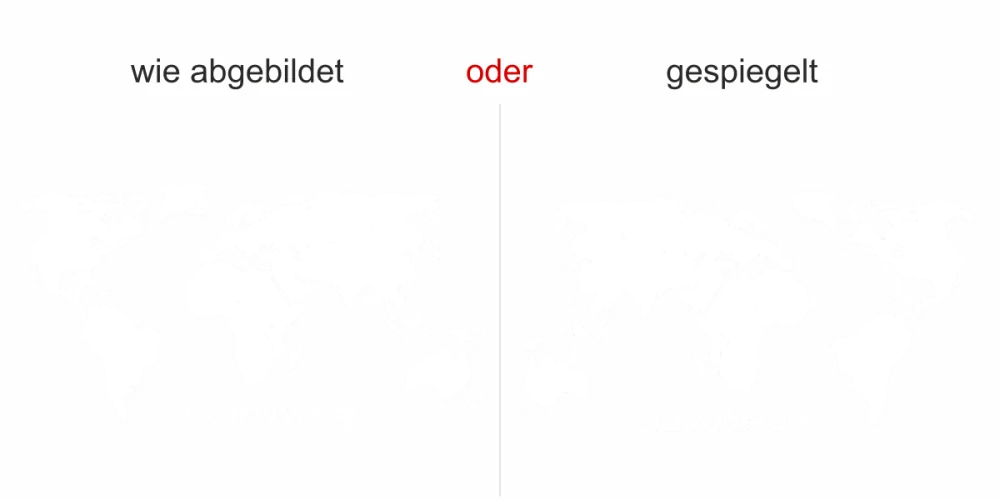 Glasdekor Fernweh - Ansicht Ausrichtung und Farbauswahl