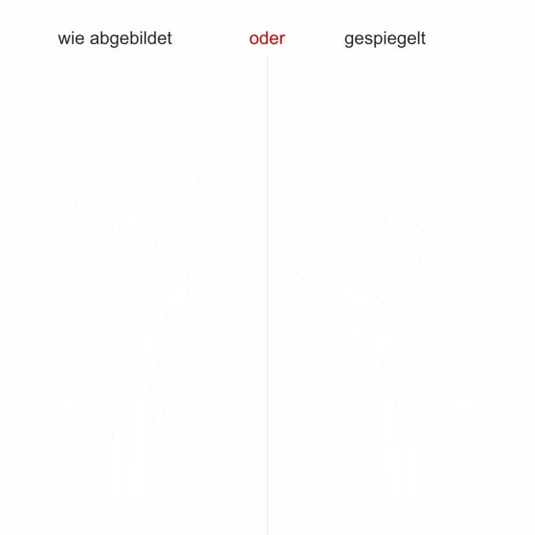 Glasdekor Palme Wedel - Ansicht Ausrichtung und Farbauswahl
